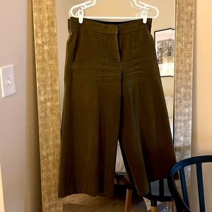 Olive green wide leg cropped pants